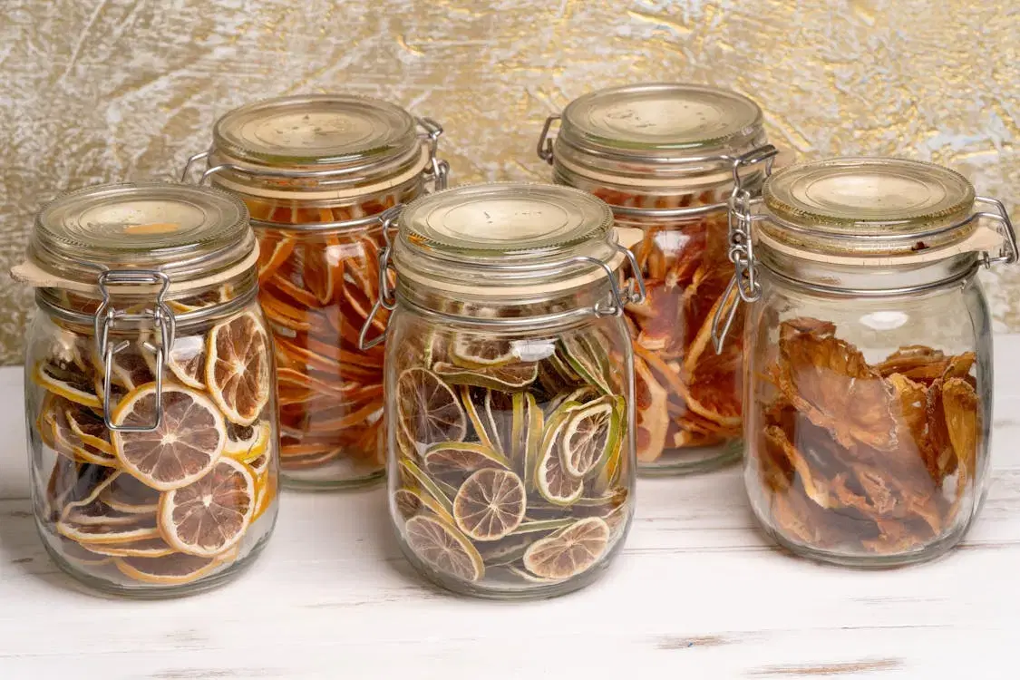Preserved fruits in glass jars representing VKA heritage