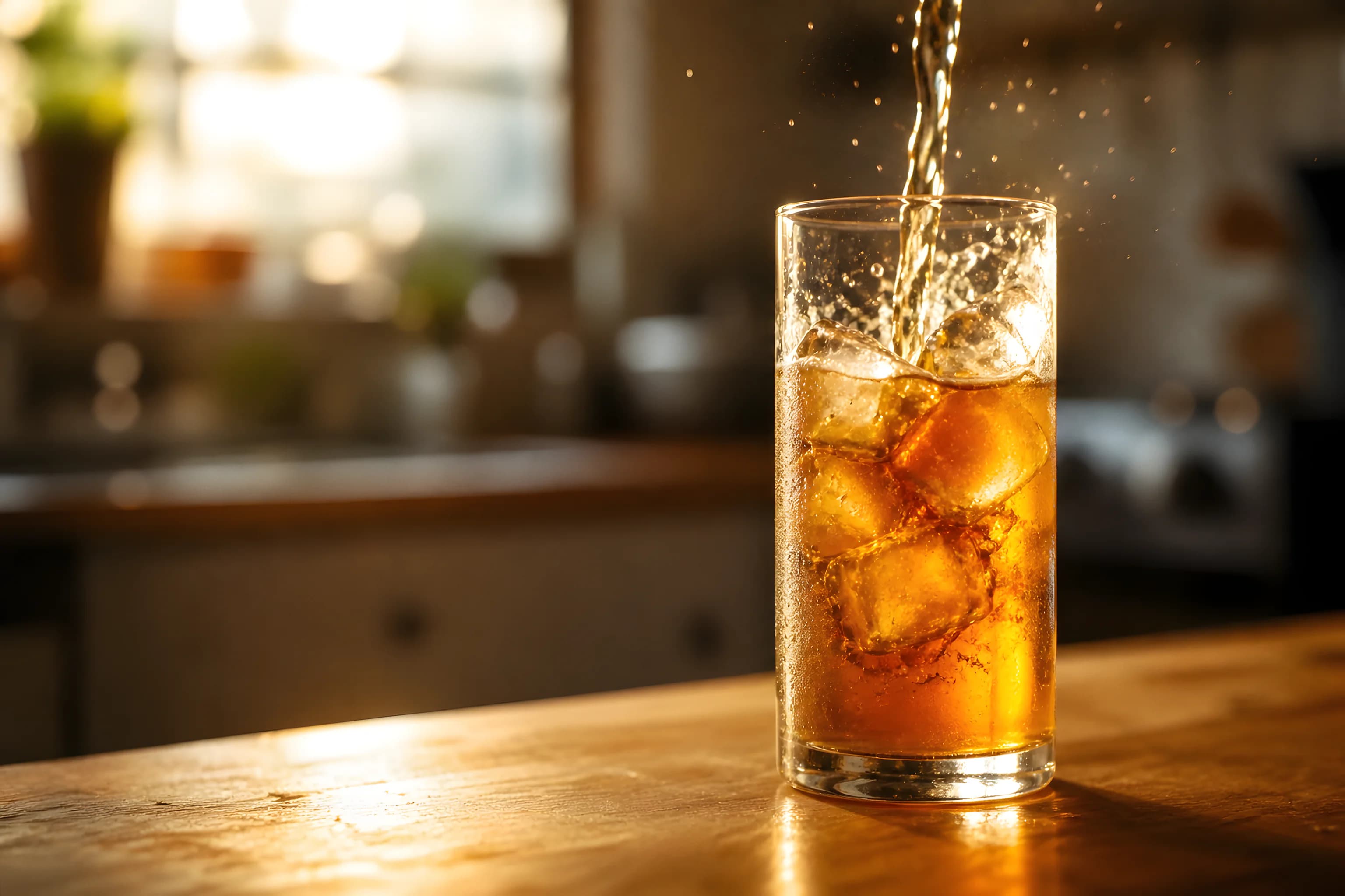 Pouring a freshly flavoured beverage