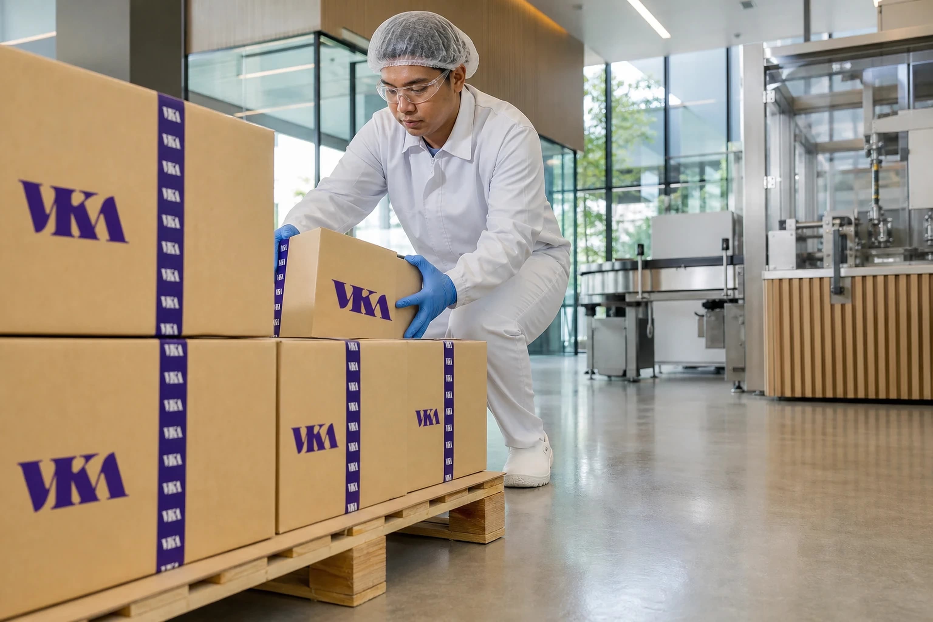 Operator packing finished flavour cartons against an order